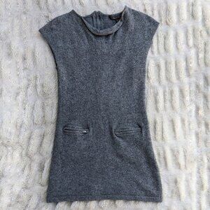 BCBG Max Azria Grey Lambswool/Cashmere Blend Knit Mini Dress w/Zip Pockets Sz. M